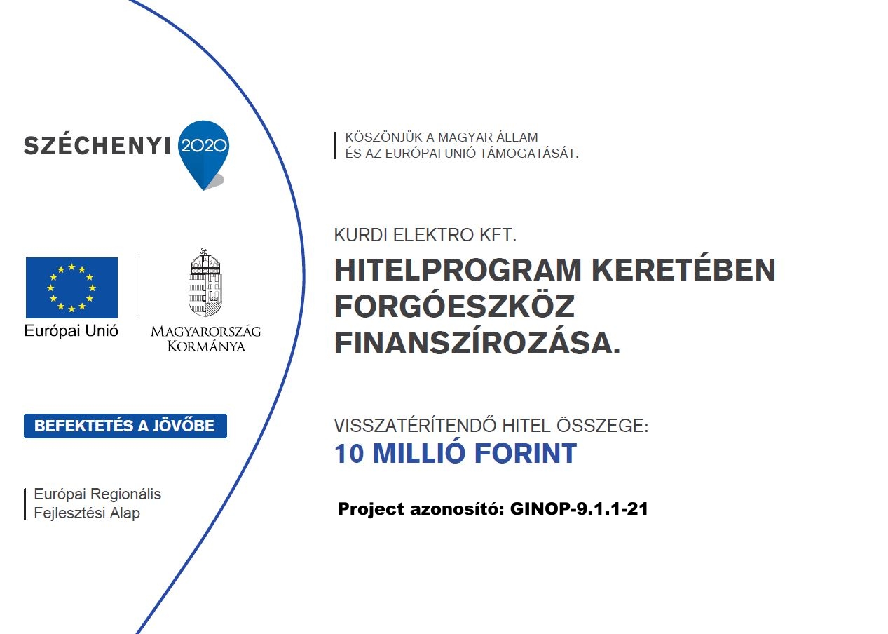 Széchenyi 2020 – Kurdi Elektro Kft. – GINOP-9.1.1-21 hitelprogram